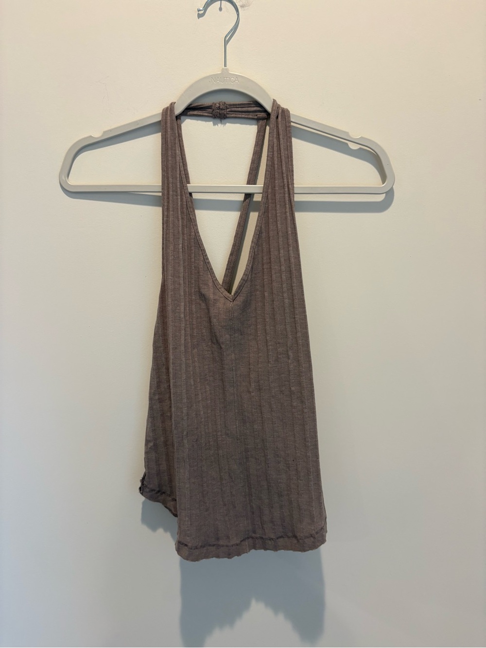 We The Free Ribbed Halter Tank Top - Taupe Brown